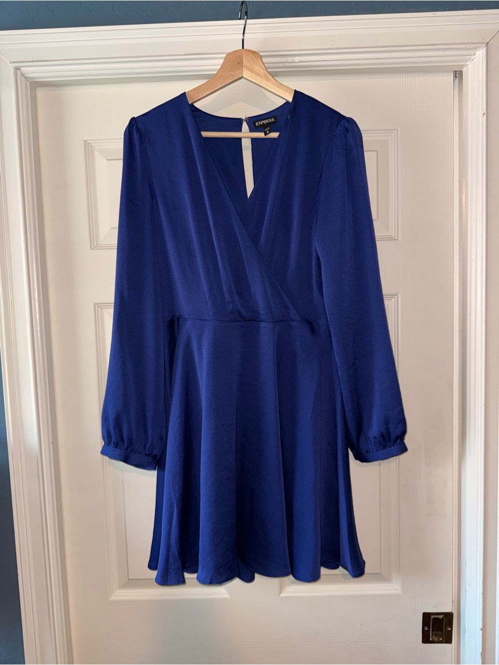 Express Royal Blue Long-Sleeve Wrap Dress
